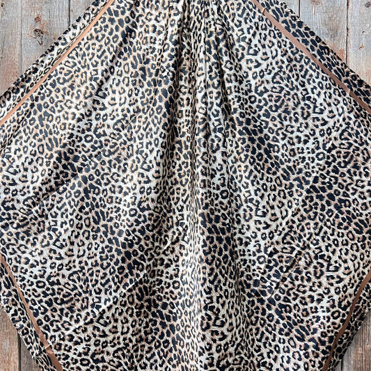 35X35" Tan Leopard Wild Rag/Scarf WR168