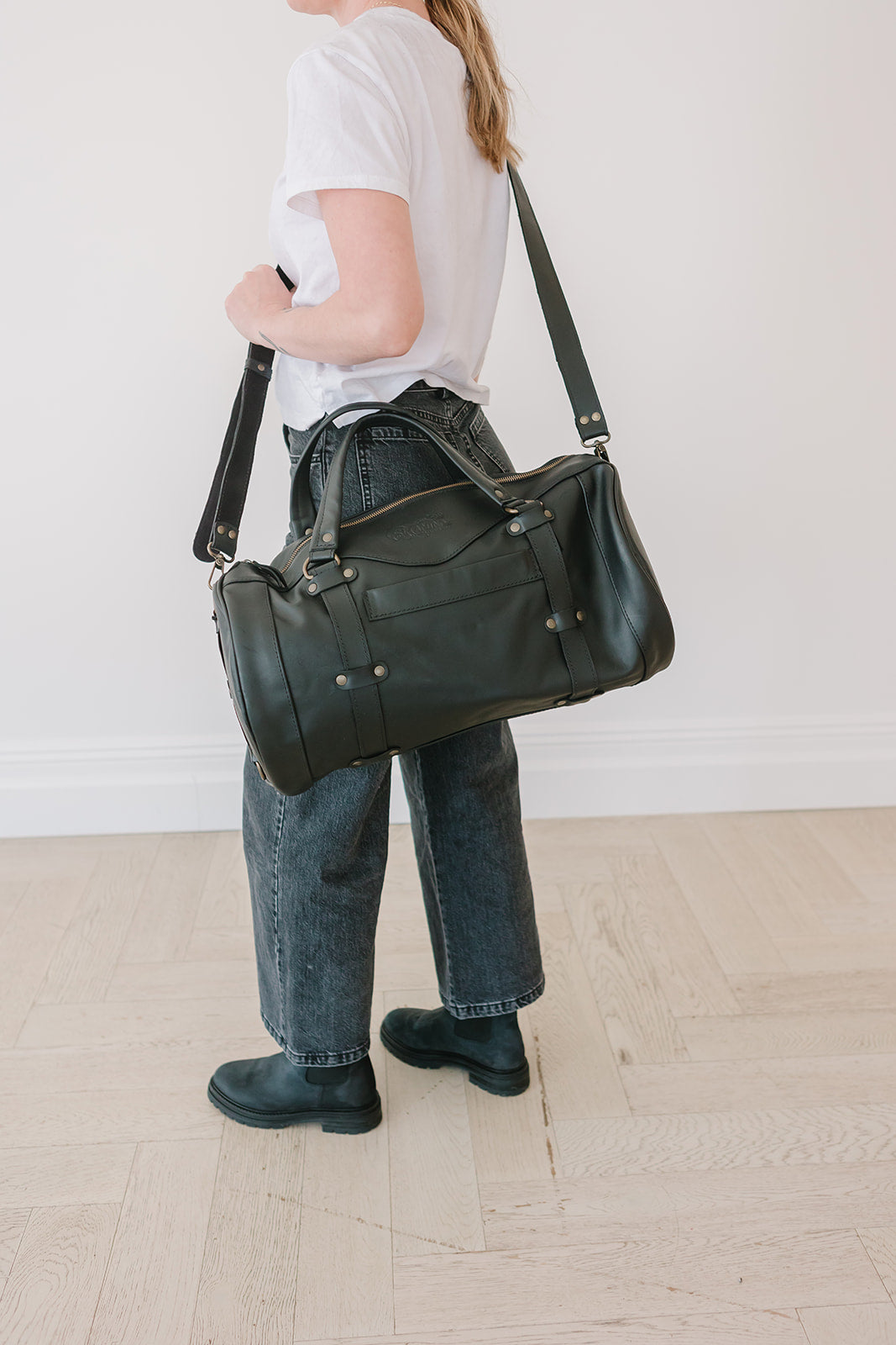 Black Leather Duffle Bag