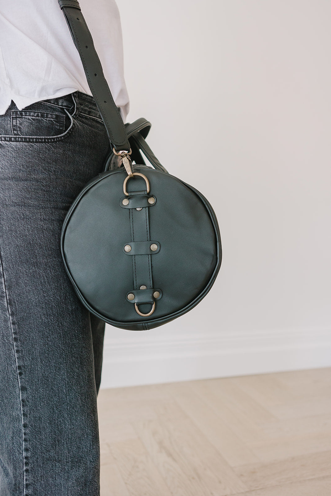 Black Leather Duffle Bag