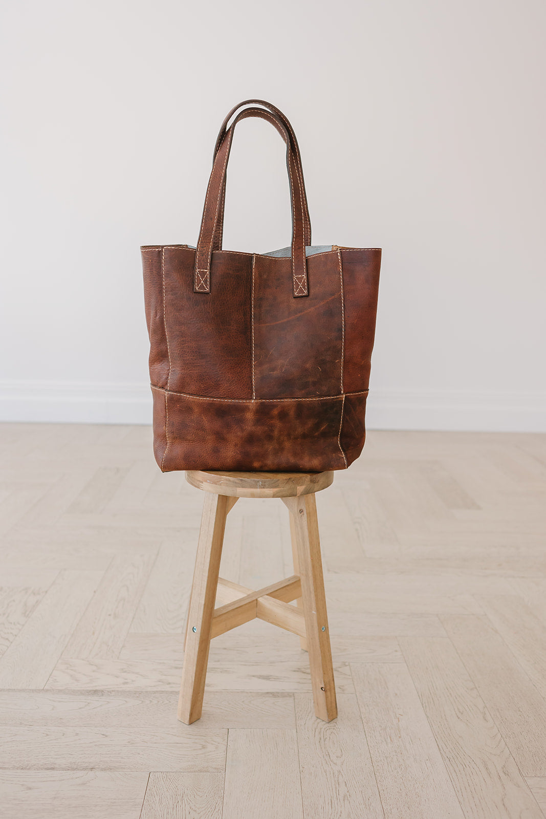 Brown Leather Tote Zebra