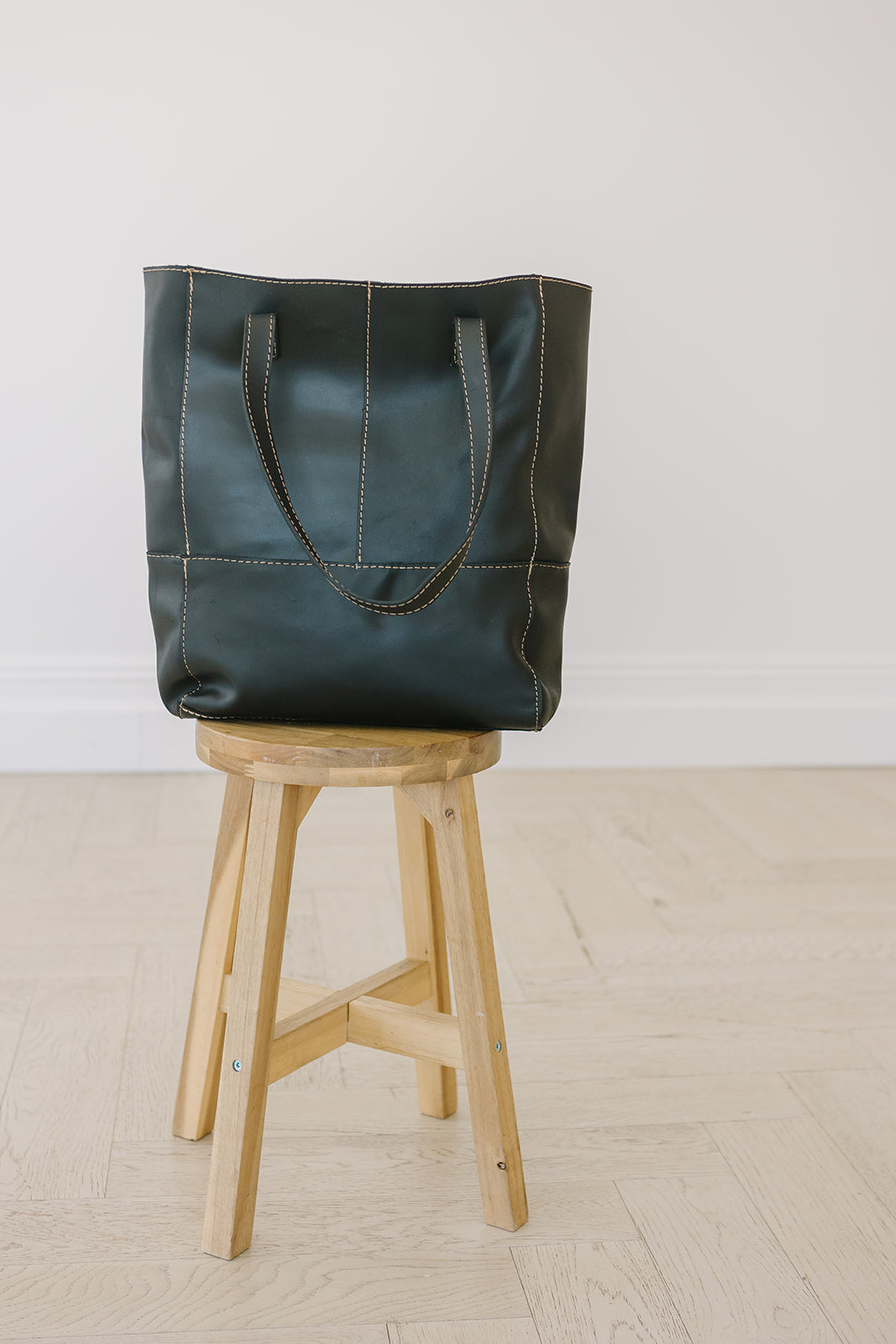 Black Leather Tote Zebra