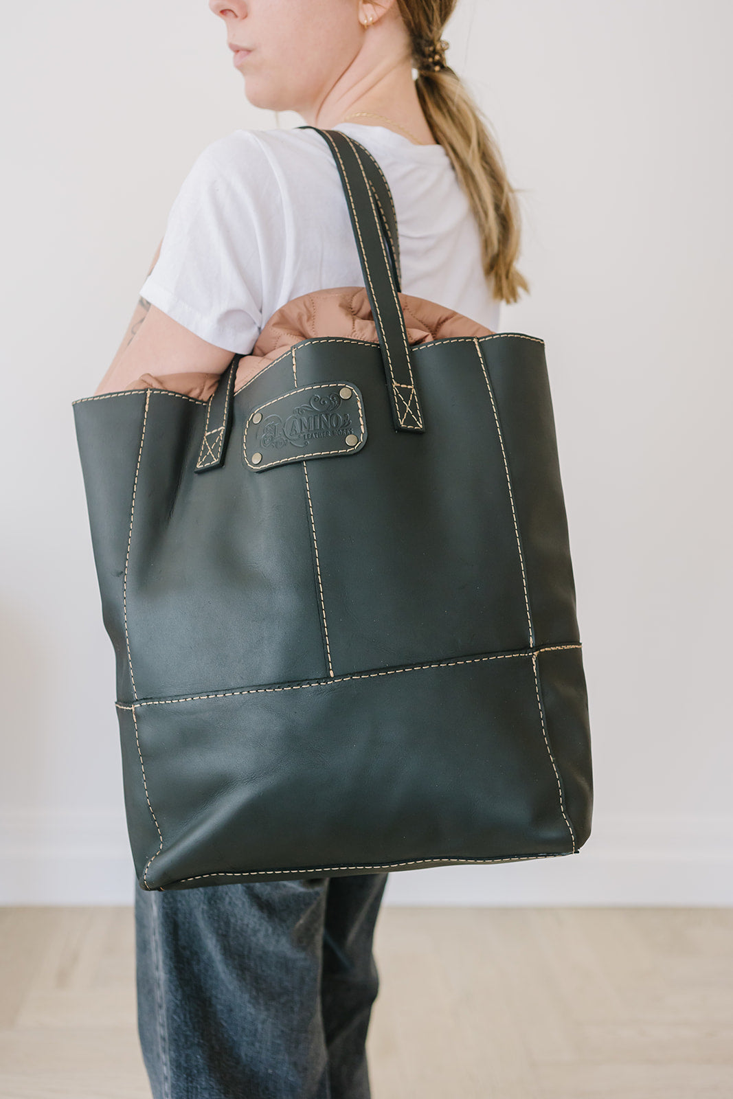Black Leather Tote Bag