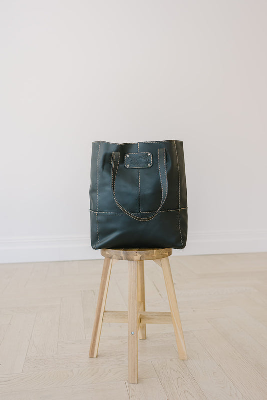 Black Leather Tote Bag