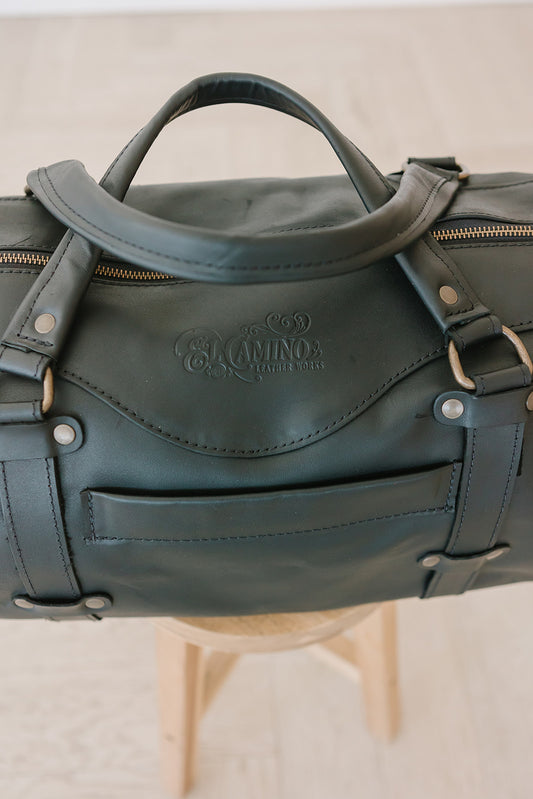 Black Leather Duffle Bag