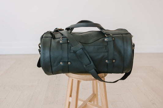 Black Leather Duffle Bag