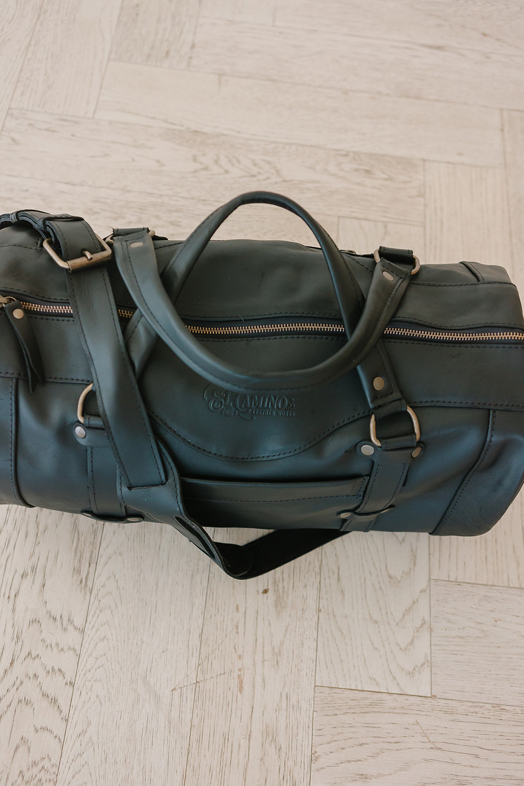 Black Leather Duffle Bag
