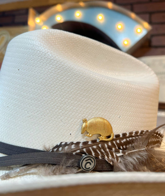 Aged Brass Armadillo Western Hat Pin Hat Bar