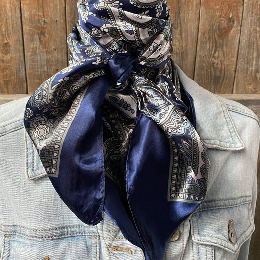 35X35" Blue Paisley Wild Rag / Scarf WR2143