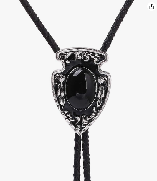 Cowboy Arrow Head Black Onex Bolo Tie