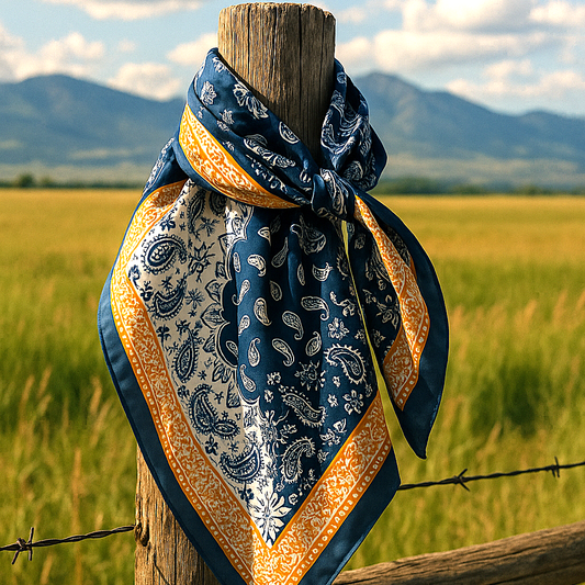35X35" Blue Two-Toned Paisley Wild Rag/Scarf WR3300
