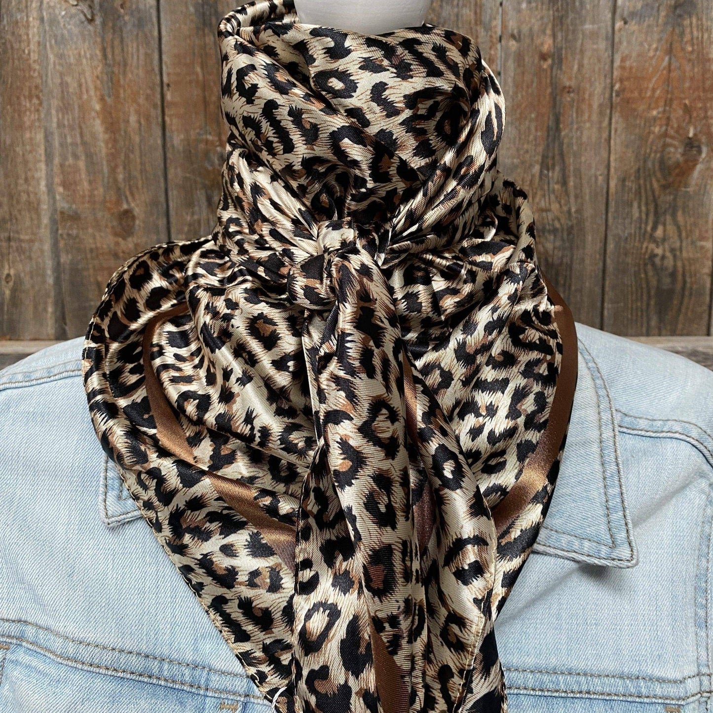 35X35"  Tan Leopard Wild Rag/Scarf WR168