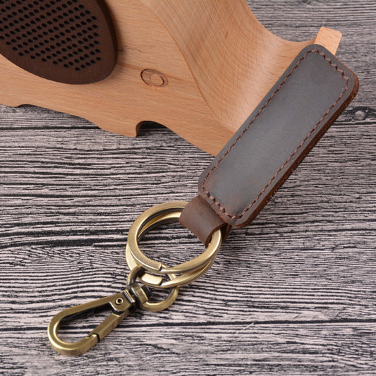 Personalized Handmade Leather Vintage Cowhide Bronze Car Keychain