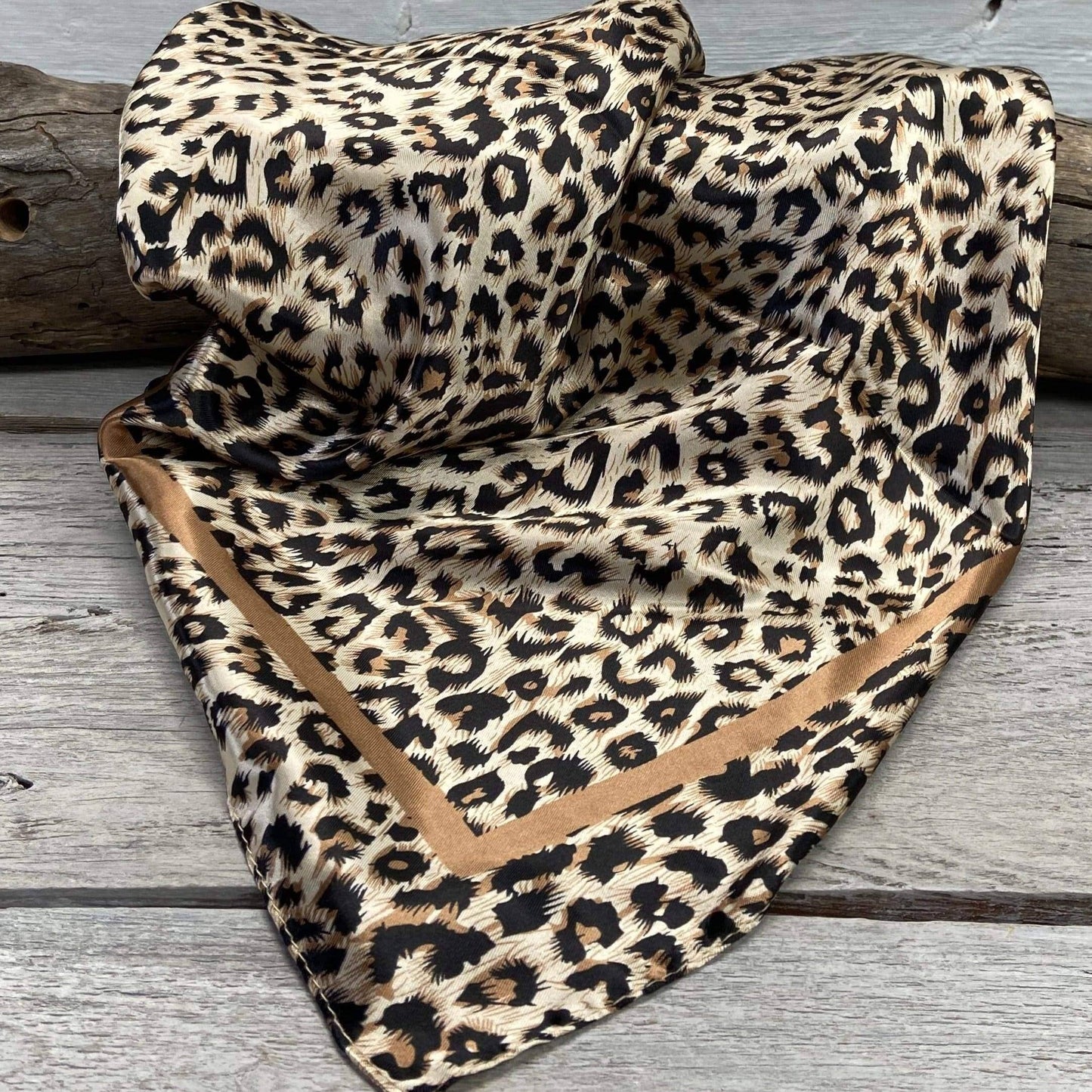 35X35"  Tan Leopard Wild Rag/Scarf WR168